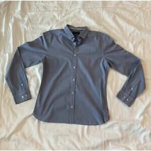 Teddy Smith Men’s L Blue Geometric Long Sleeve Button-Up Shirt